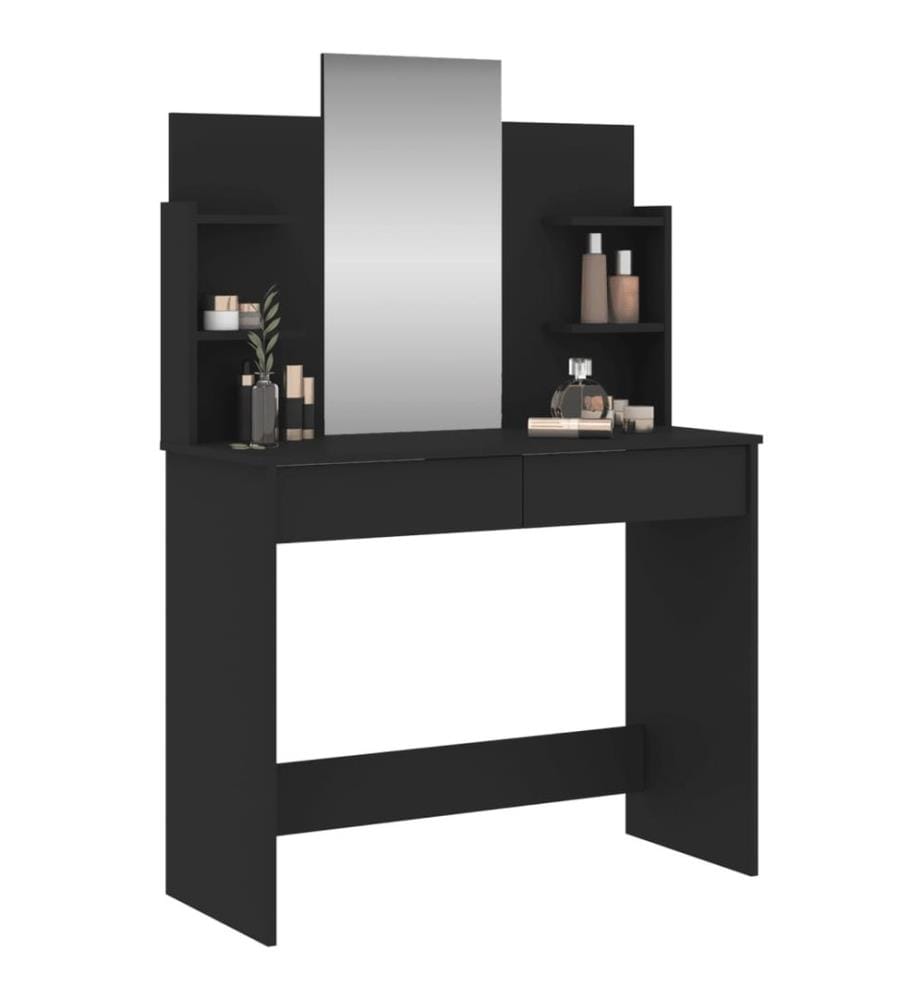 Schminktisch mit Spiegel Schwarz 96x39x142 cm
