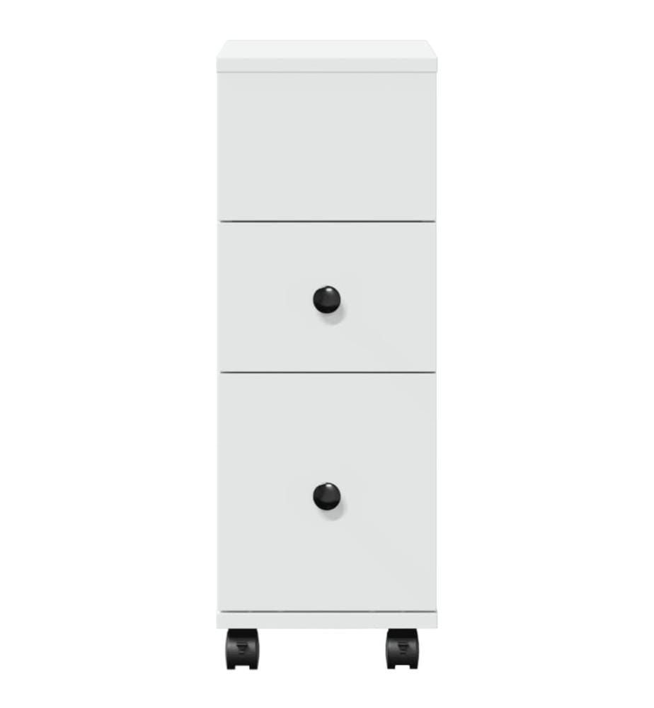 Badschrank Schmal mit Rollen Weiss Holzwerkstoff