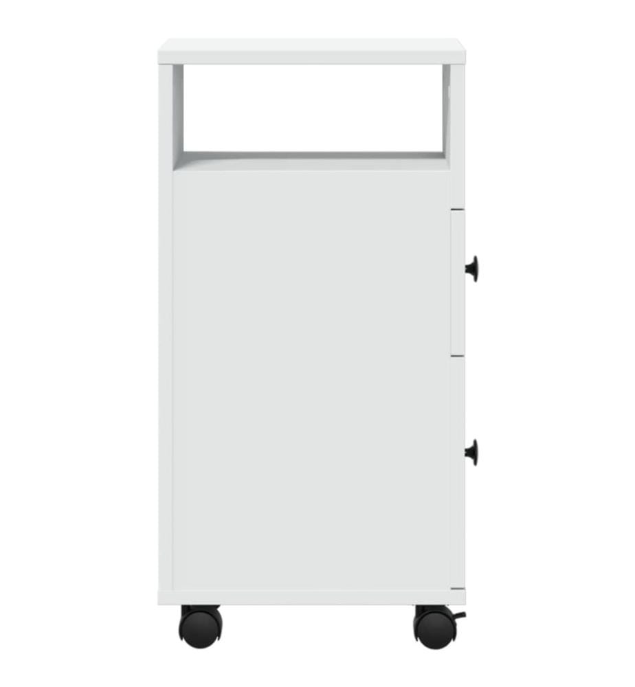 Badschrank Schmal mit Rollen Weiss Holzwerkstoff
