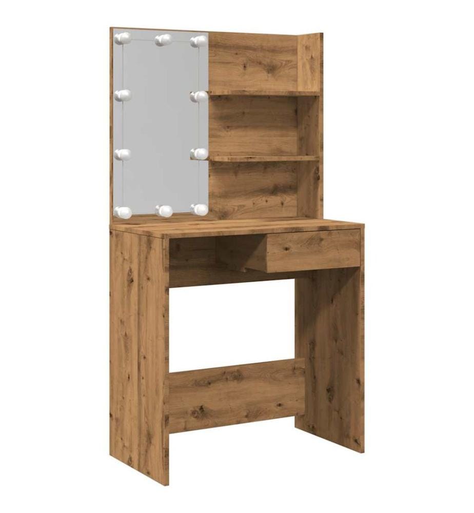 Schminktisch mit LED-Leuchten Artisan-Eiche 74,5x40x141 cm
