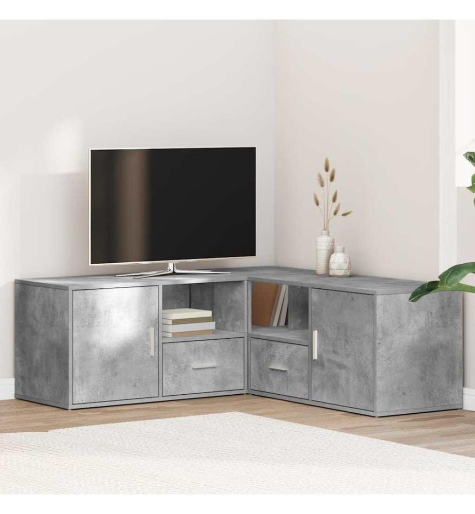 Armoire d'angle gris béton 200x40x45 cm bois d'ingénierie