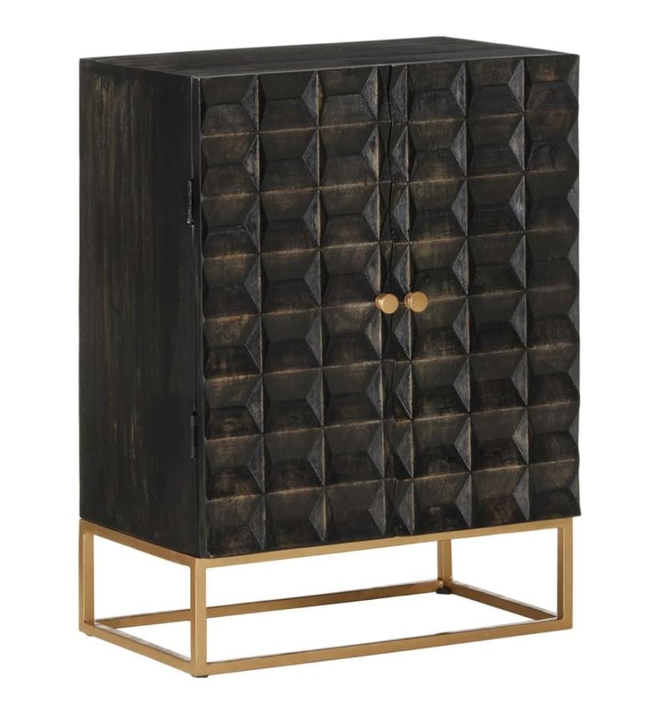 Sideboard Schwarz 55x34x75 cm Massivholz Mango und Eisen