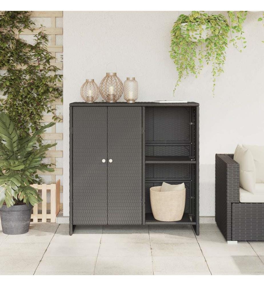 Aufbewahrungsschrank mit Regal Schwarz 100 x 36 x 102 cm Rattan