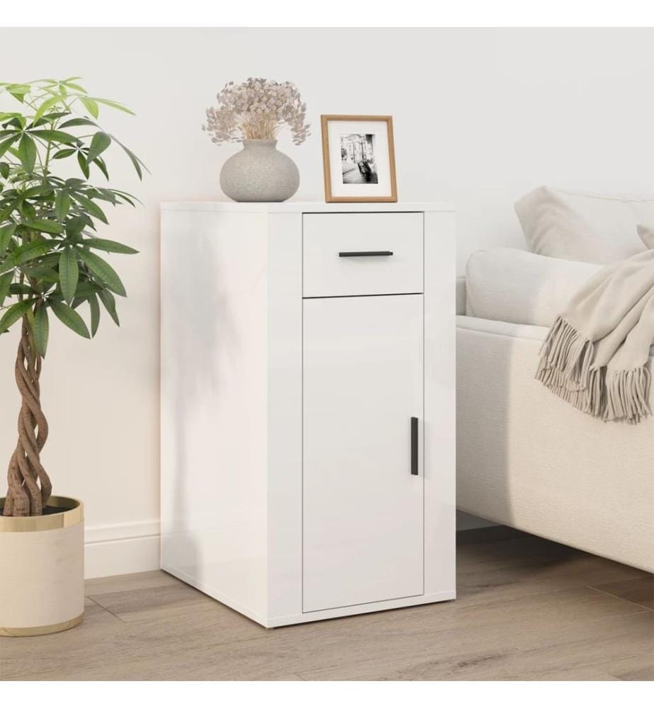 Büroschrank Hochglanz-Weiss 40x49x75 cm Holzwerkstoff