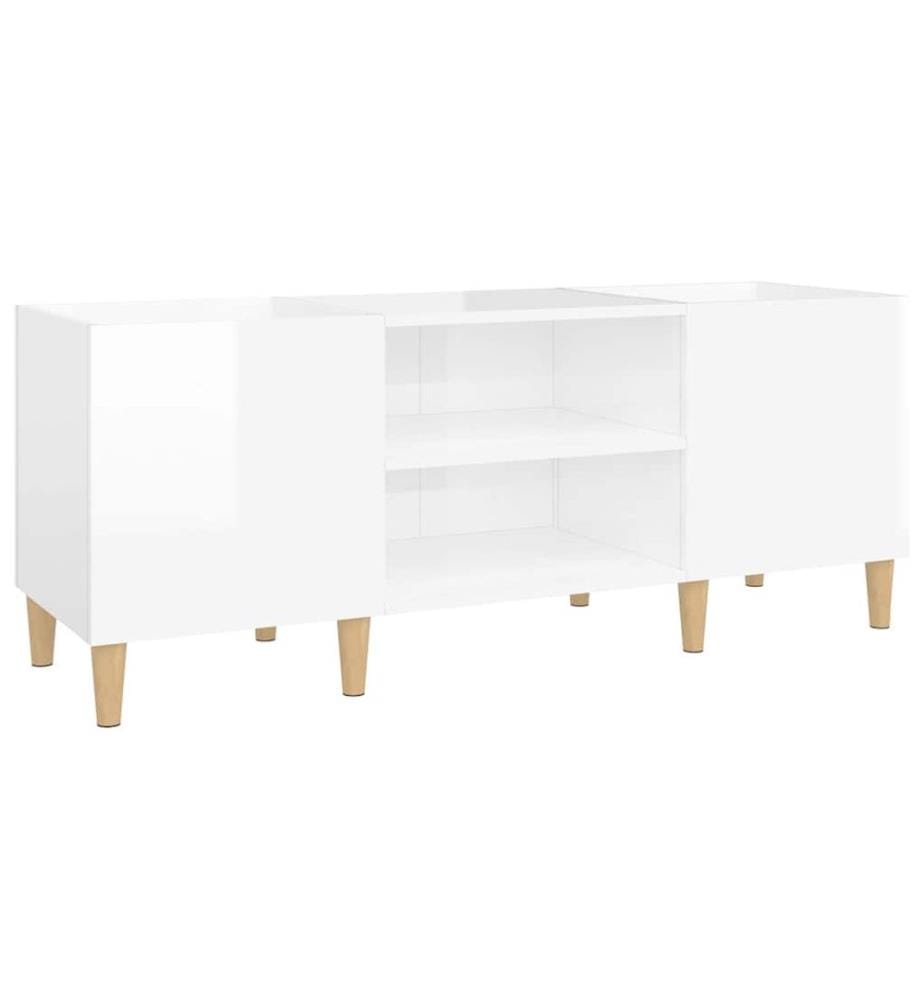 Plattenschrank Hochglanz-Weiss 121x38x48 cm Holzwerkstoff