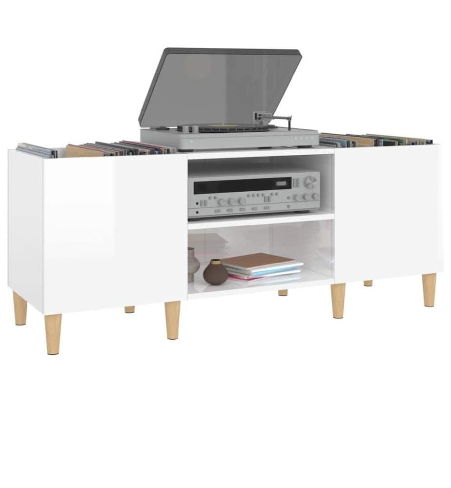 Plattenschrank Hochglanz-Weiss 121x38x48 cm Holzwerkstoff
