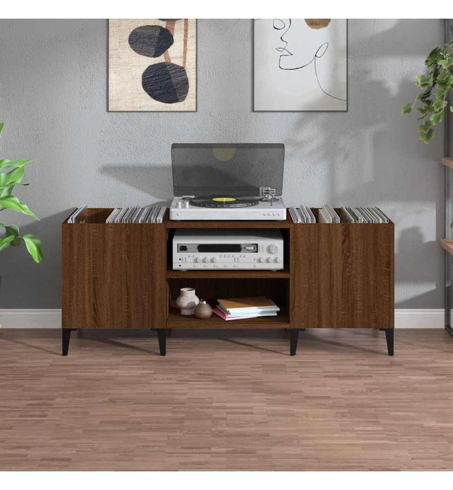 Plattenschrank Braun Eichen-Optik 121x38x48 cm Holzwerkstoff