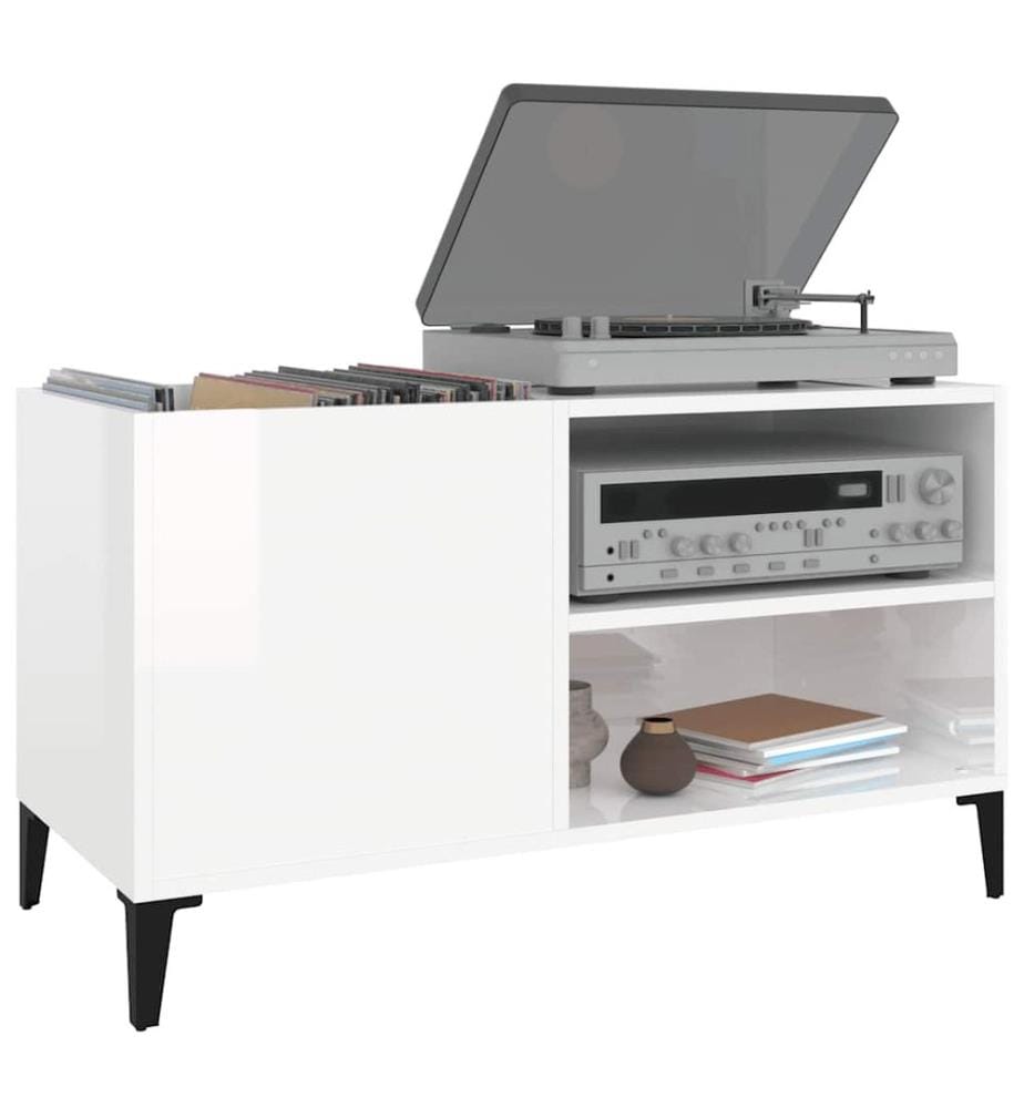 Plattenschrank Hochglanz-Weiss 84,5x38x48 cm Holzwerkstoff