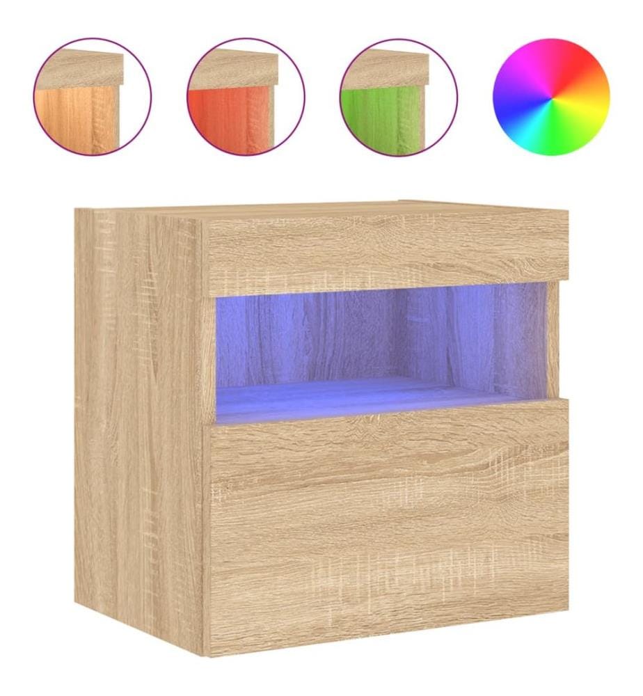 TV-Wandschrank mit LED-Leuchten Sonoma-Eiche 40x30x40 cm