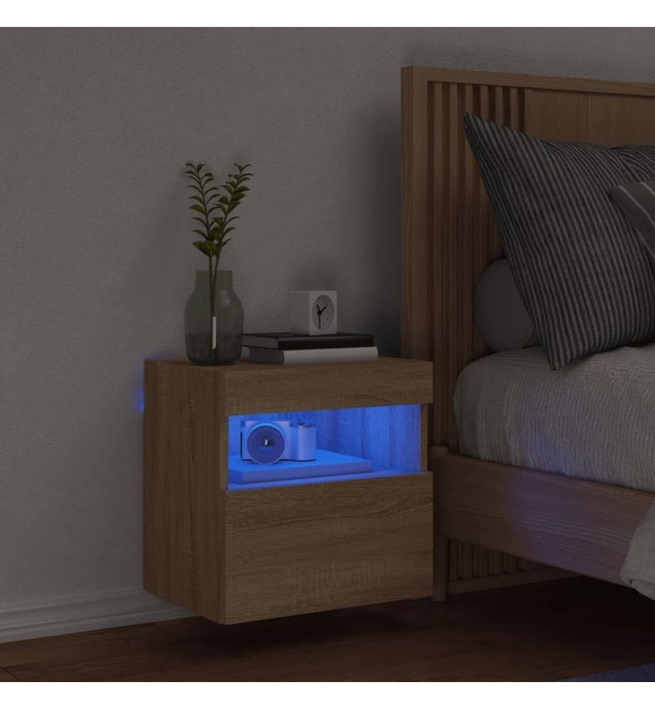 TV-Wandschrank mit LED-Leuchten Sonoma-Eiche 40x30x40 cm