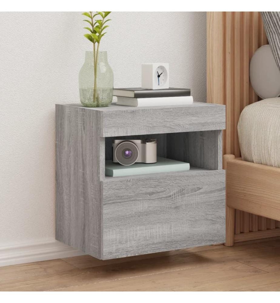TV-Wandschrank mit LED-Leuchten Grau Sonoma 40x30x40 cm