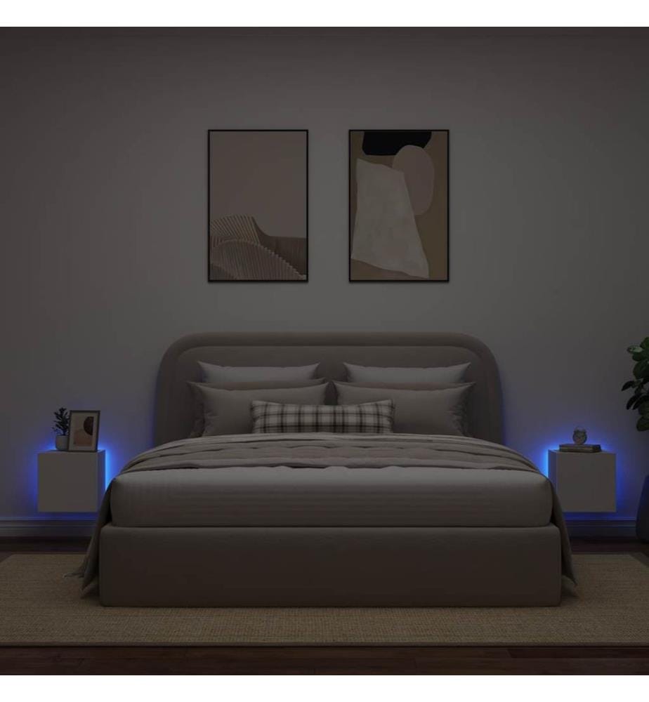 TV-Wandschränke mit LED-Leuchten 2 Stk. Weiss 30,5x35x30 cm