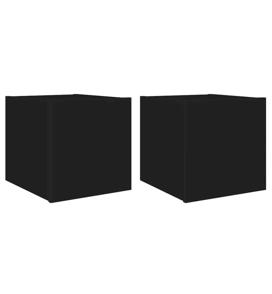 TV-Wandschränke mit LED-Leuchten 2 Stk. Schwarz 30,5x35x30 cm