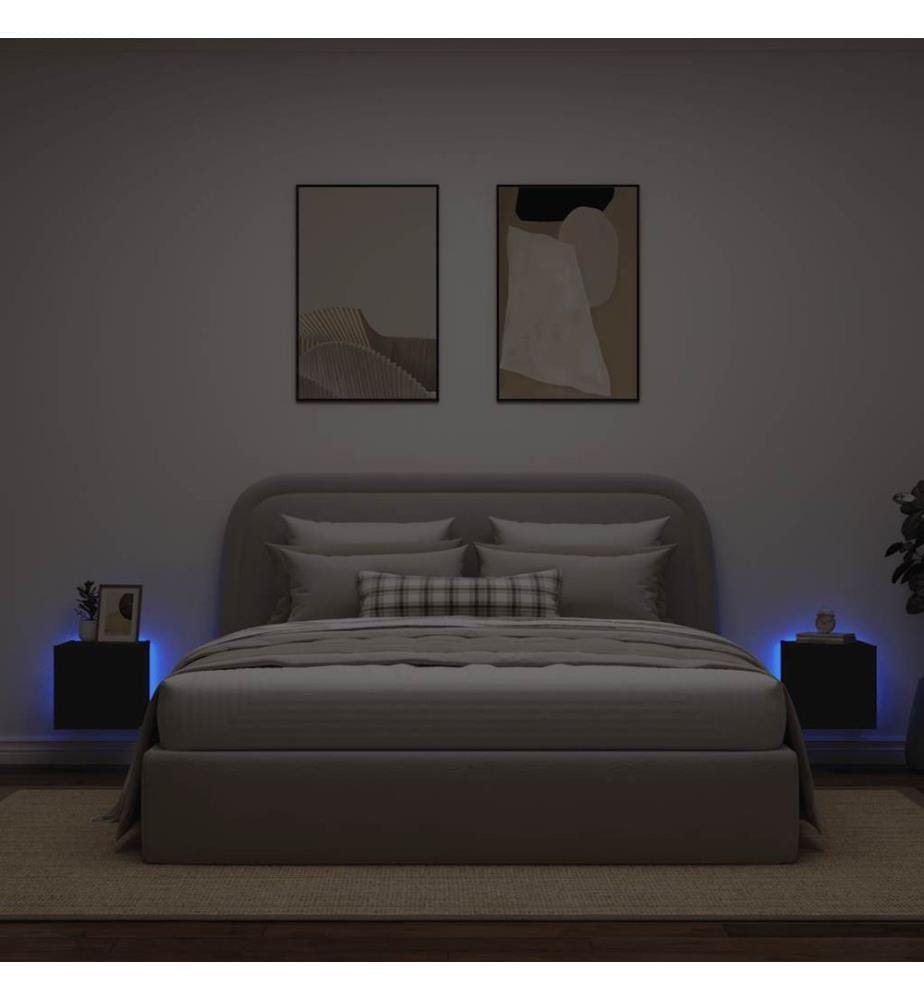 TV-Wandschränke mit LED-Leuchten 2 Stk. Schwarz 30,5x35x30 cm