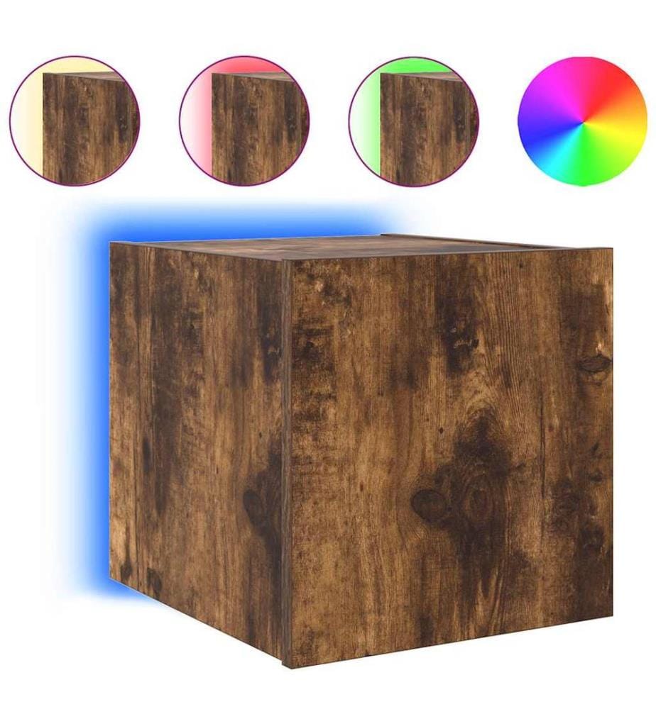 TV-Wandschrank mit LED-Leuchten Räuchereiche 30,5x35x30 cm
