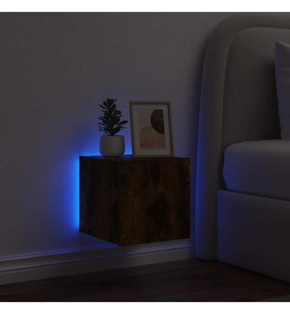TV-Wandschrank mit LED-Leuchten Räuchereiche 30,5x35x30 cm