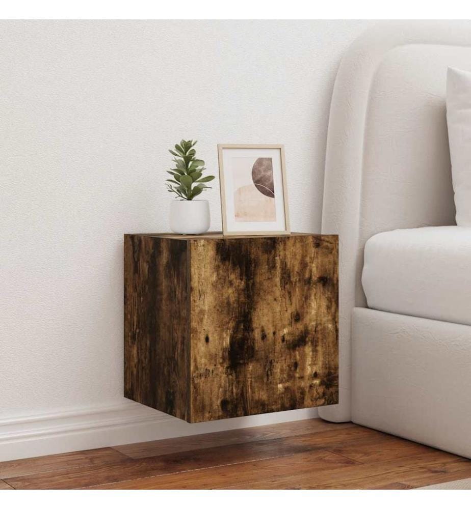 TV-Wandschrank mit LED-Leuchten Räuchereiche 40,5x35x40 cm