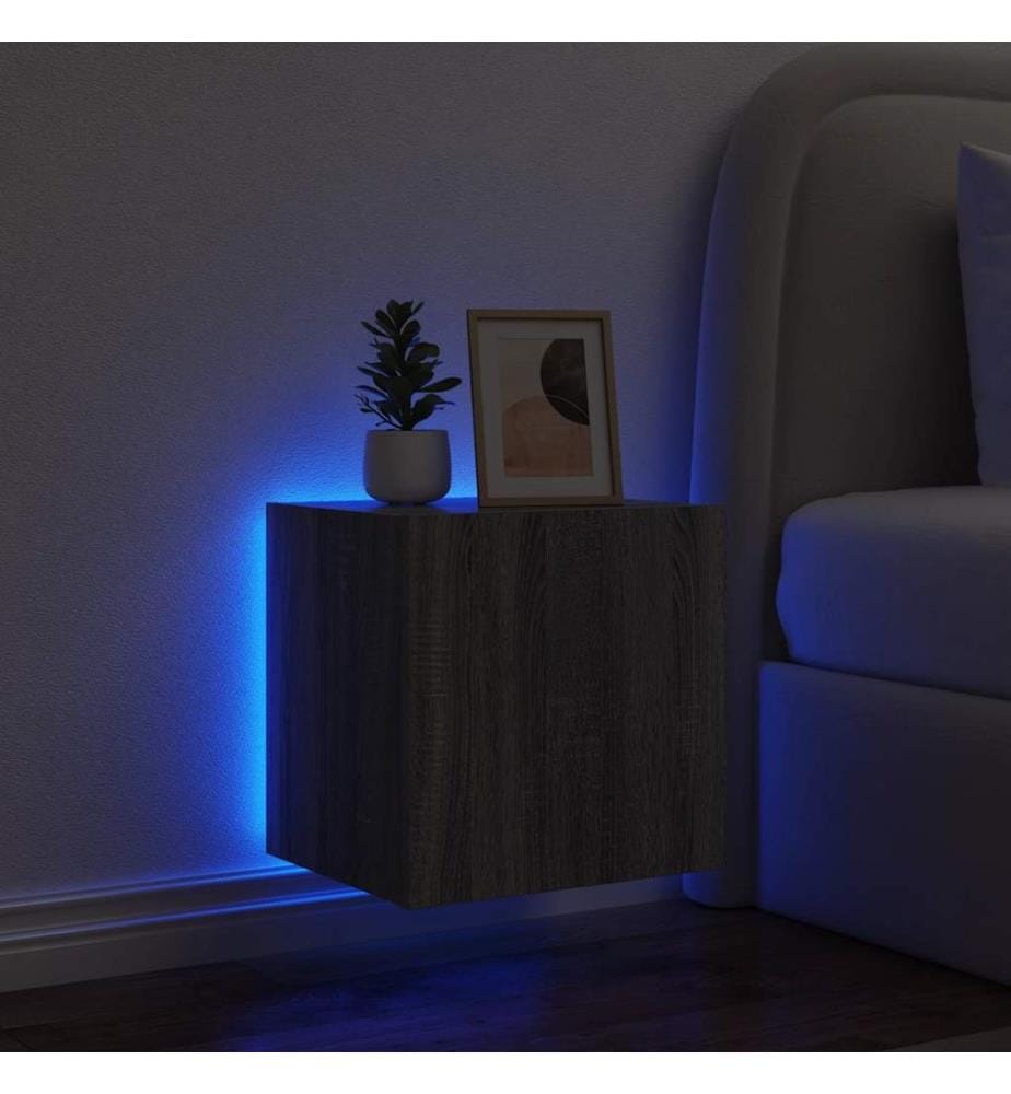 TV-Wandschrank mit LED-Leuchten Grau Sonoma 40,5x35x40 cm