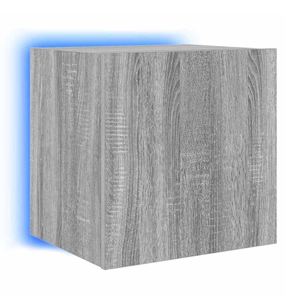 TV-Wandschrank mit LED-Leuchten Grau Sonoma 40,5x35x40 cm