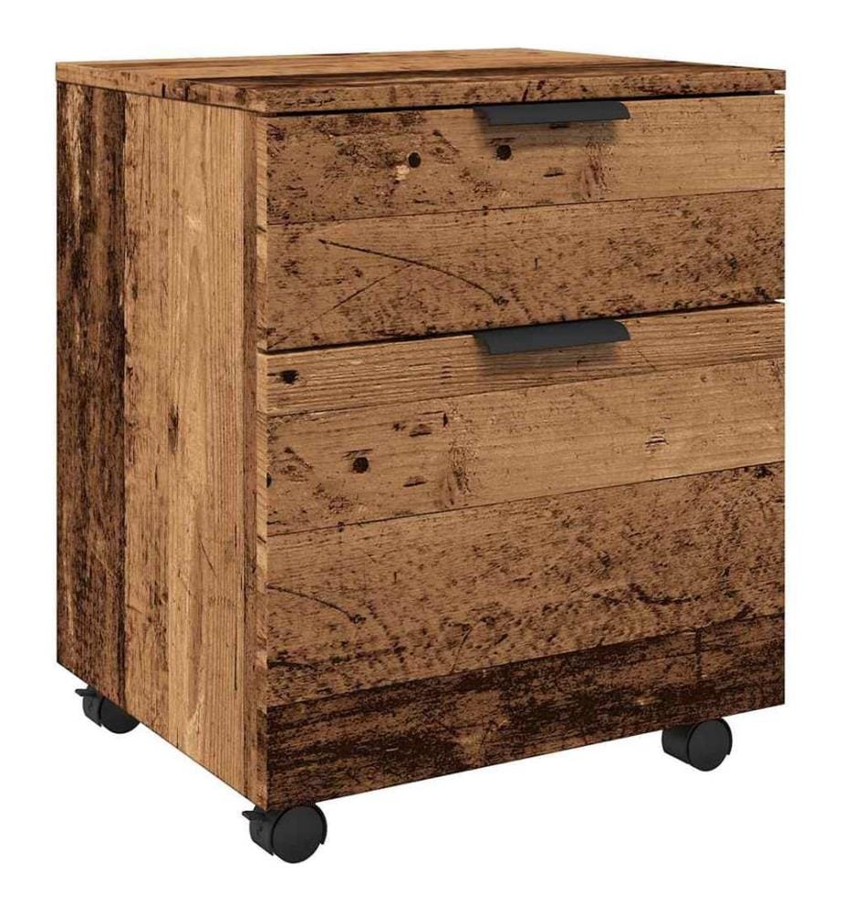 Mobiler Aktenschrank mit Rollen Altholz 45x38x54 cm