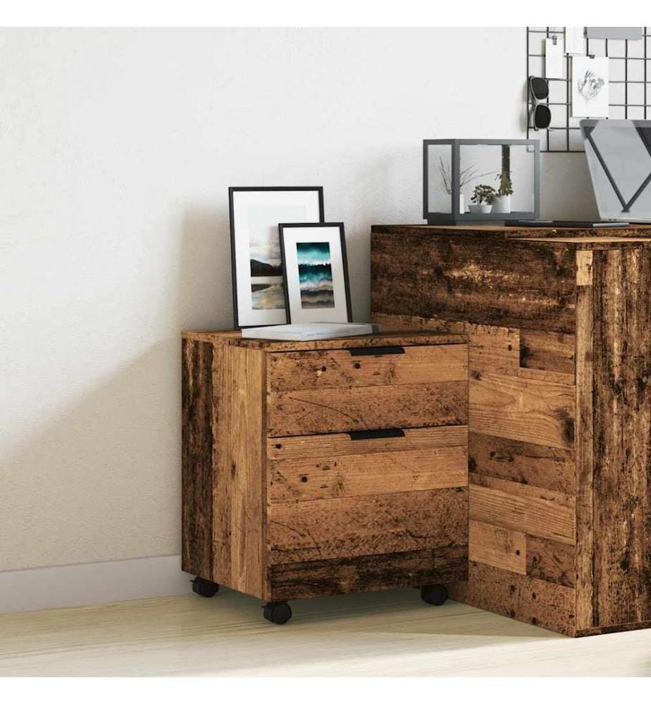 Mobiler Aktenschrank mit Rollen Altholz 45x38x54 cm