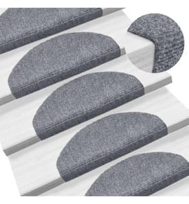 Tapis d'escalier auto-adhésifs 15 pièces 65 x 21 x 4 cm Gris clair Demi-rond Grand