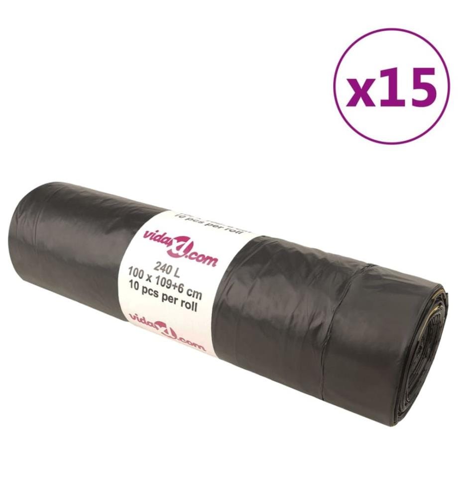 Müllsäcke mit Zugband 150 Stk. Schwarz 240 L