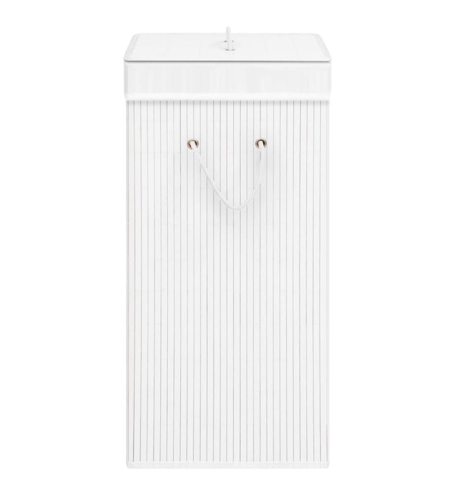 Panier à linge avec 2 sections bambou blanc 72 L