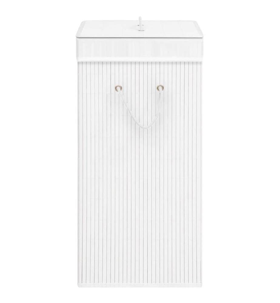 Panier à linge avec une seule section bambou blanc
