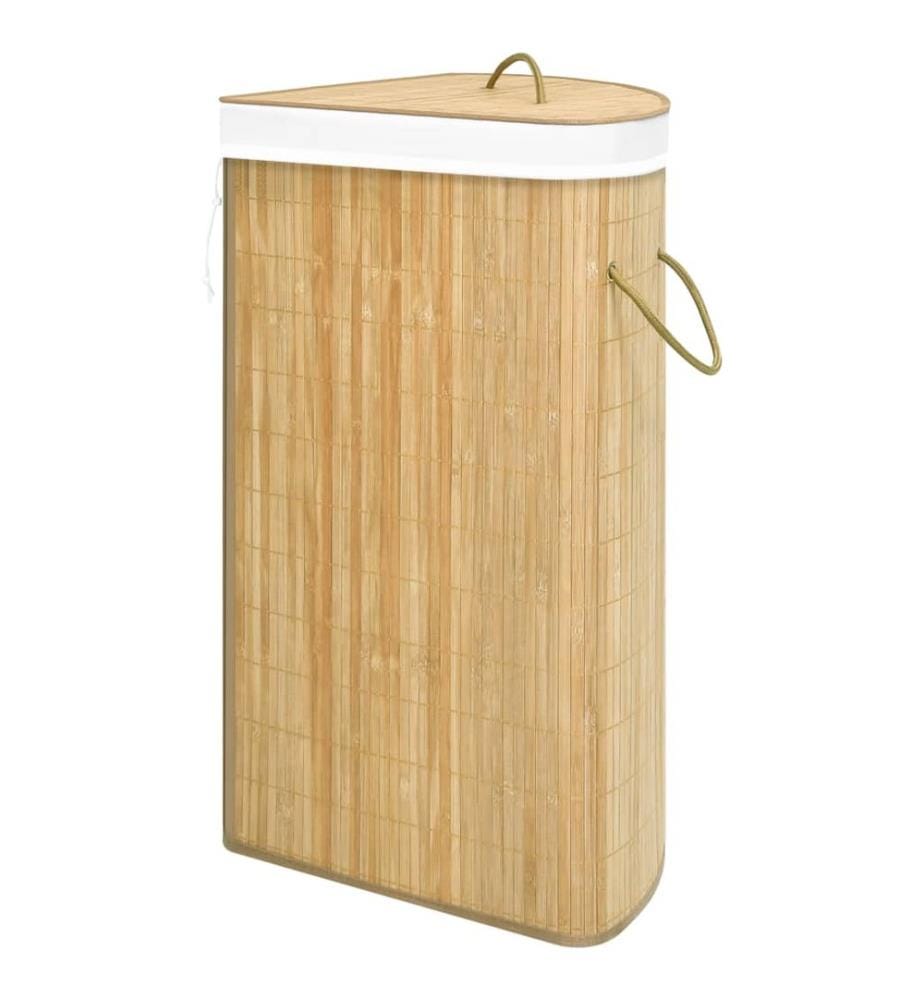 Panier à linge d'angle Bambou 60 L