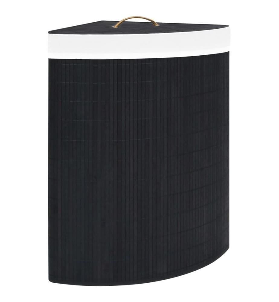 Panier à linge d'angle Bambou Noir 60 L