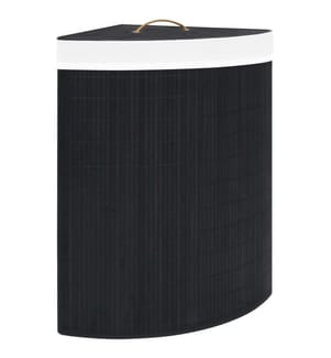 Eck-Wäschekorb Bambus Schwarz 60 L