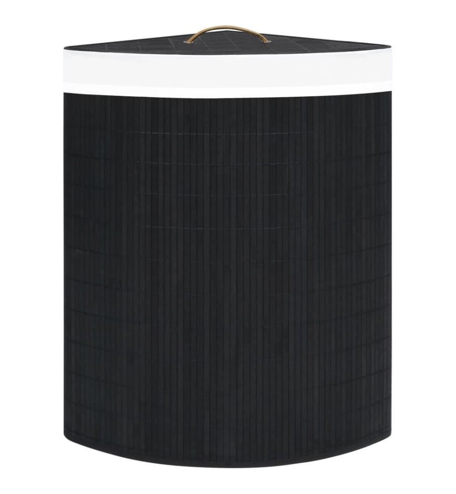 Panier à linge d'angle Bambou Noir 60 L