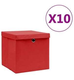 Aufbewahrungsboxen mit Deckeln 10 Stk. 28x28x28 cm Rot