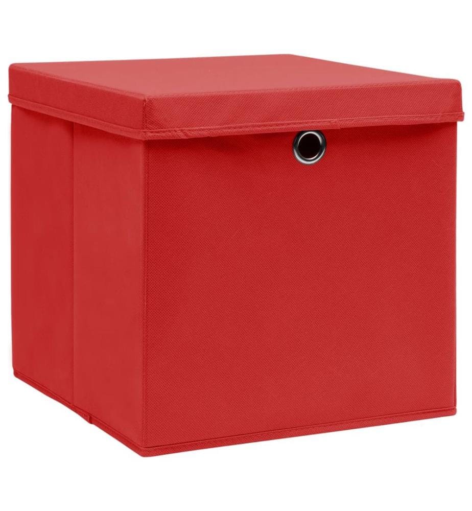 Boîtes de rangement avec couvercles 10 pcs 28x28x28 cm Rouge