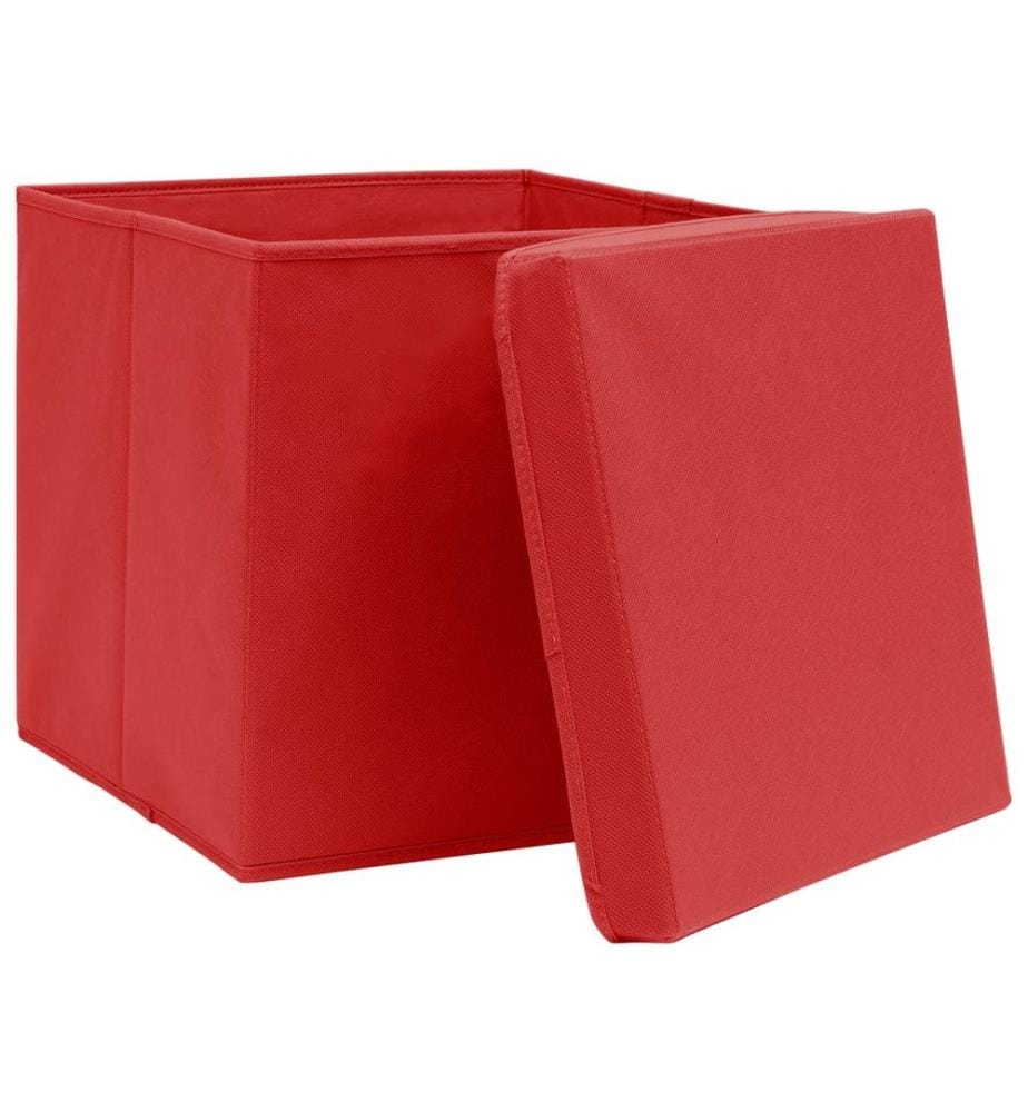 Boîtes de rangement avec couvercles 10 pcs 28x28x28 cm Rouge