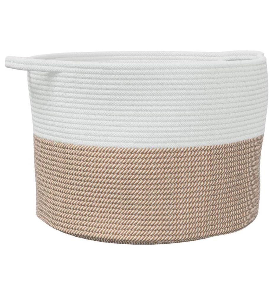 Panier à linge marron et blanc Ø55x36 cm coton