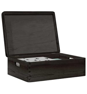 Holzkiste mit Deckel und Griffen Schwarz 40x30x13 cm Massivholz