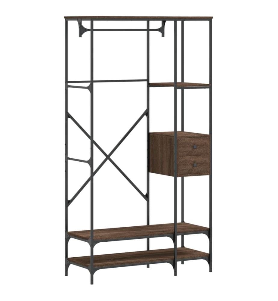 Porte-vêtements avec étagères chêne marron bois d'ingénierie