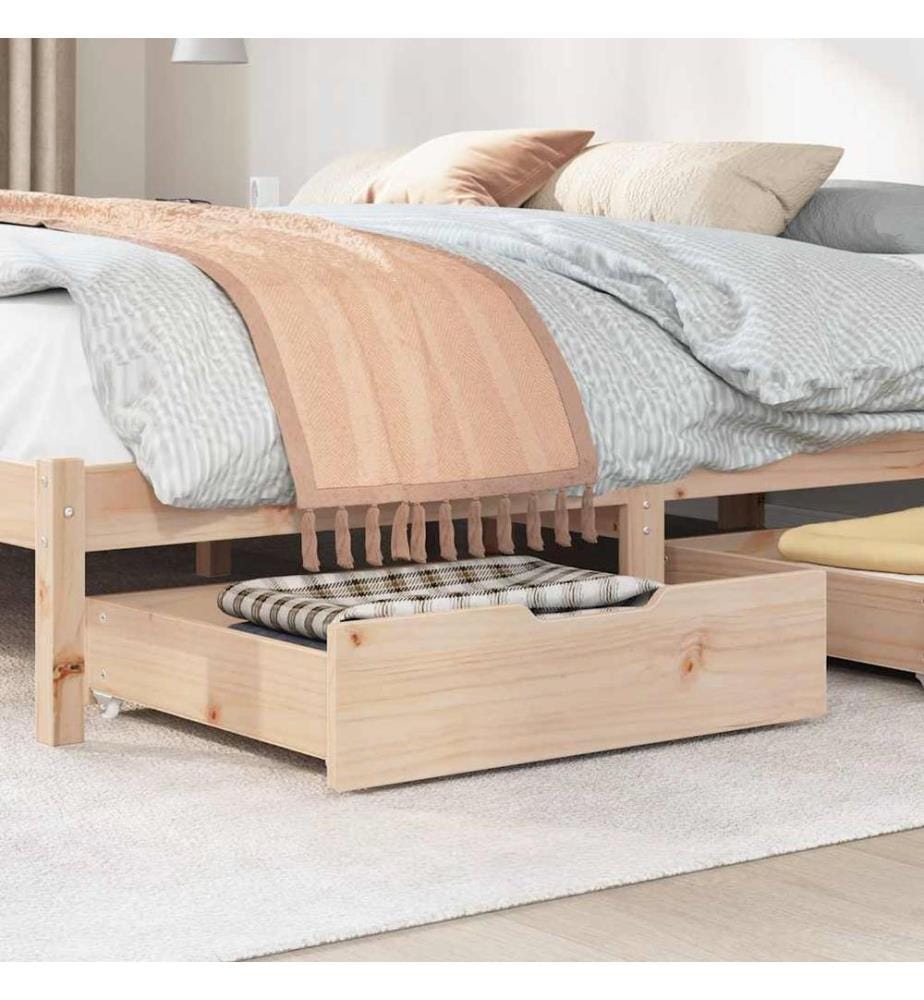 Tiroirs sous le lit avec roulettes 2 pcs 75x55x17 cm pin massif