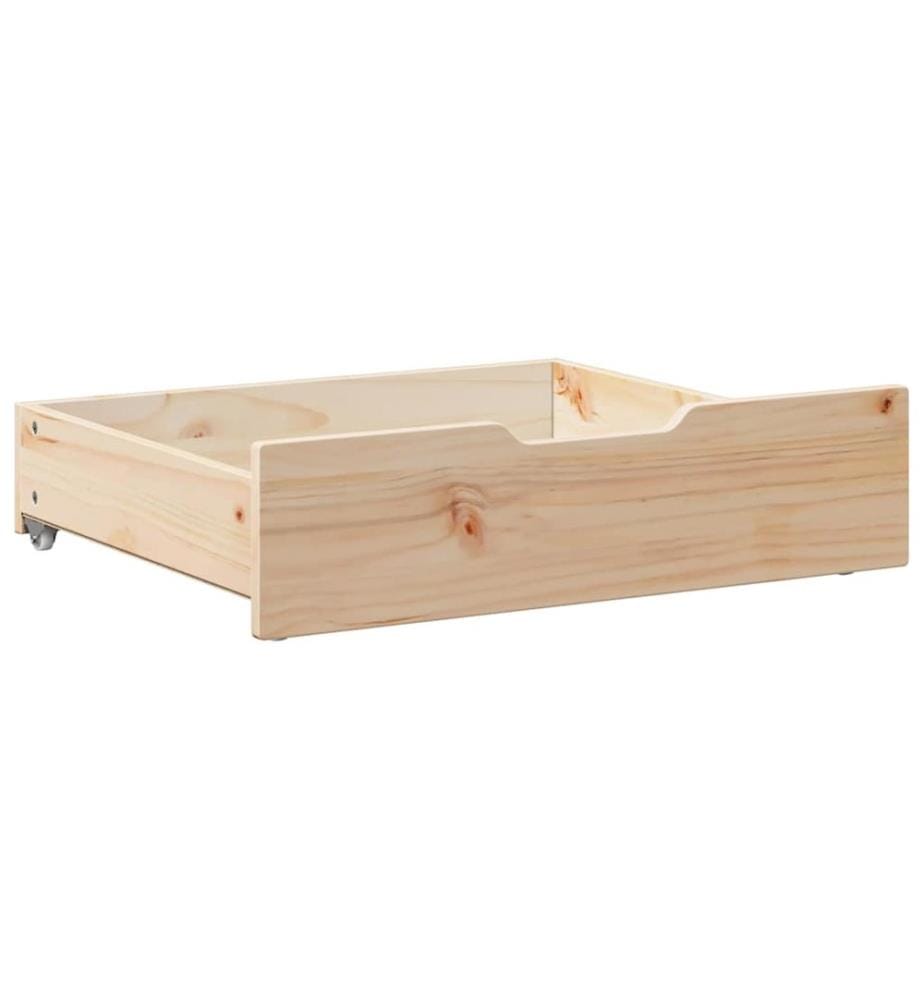 Tiroirs sous le lit avec roulettes 2 pcs 75x55x17 cm pin massif