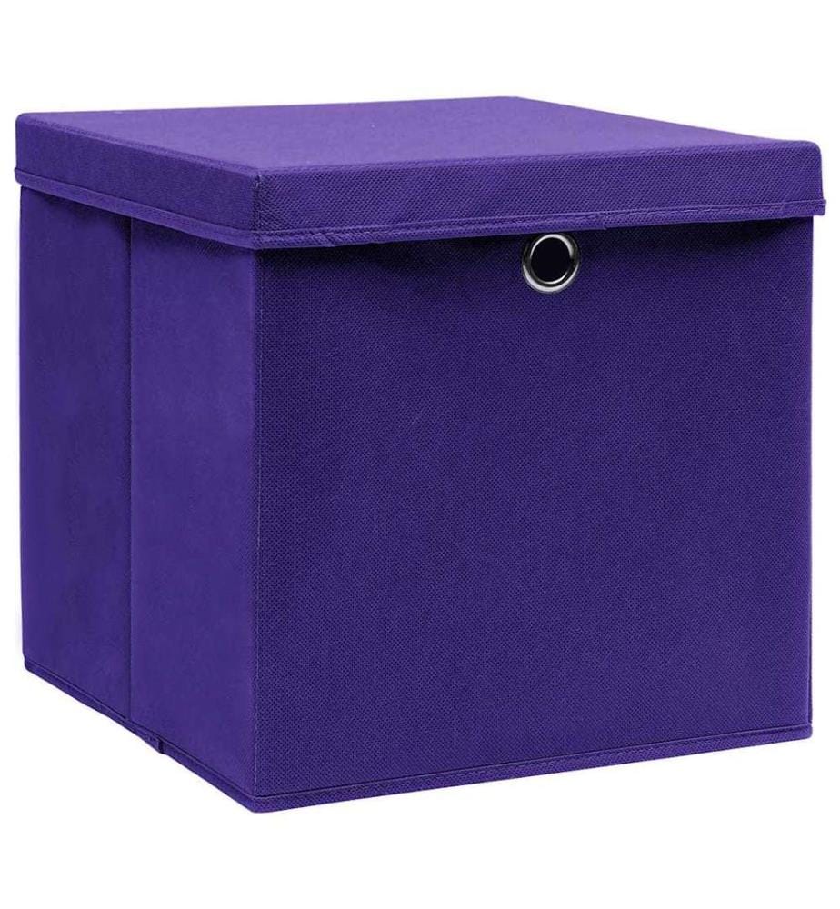 Boîtes de rangement avec couvercles 10 pcs 28x28x28 cm Violet