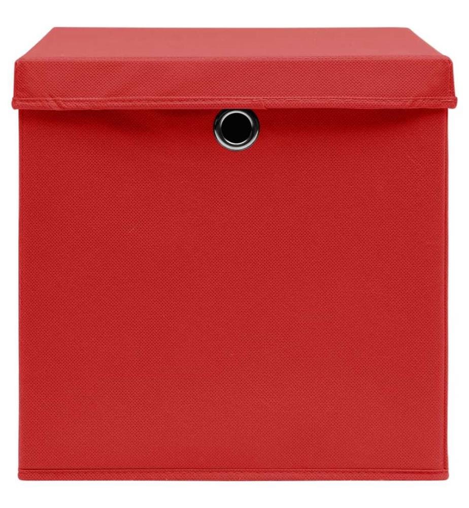Boîtes de rangement avec couvercles 4 pcs 28x28x28 cm Rouge