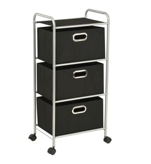 Unité à étagères avec 3 boîtes de rangement Acier et tissu