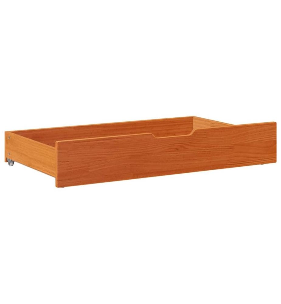 Tiroirs sous le lit 2 pcs brun cire 95x55x17 cm pin massif