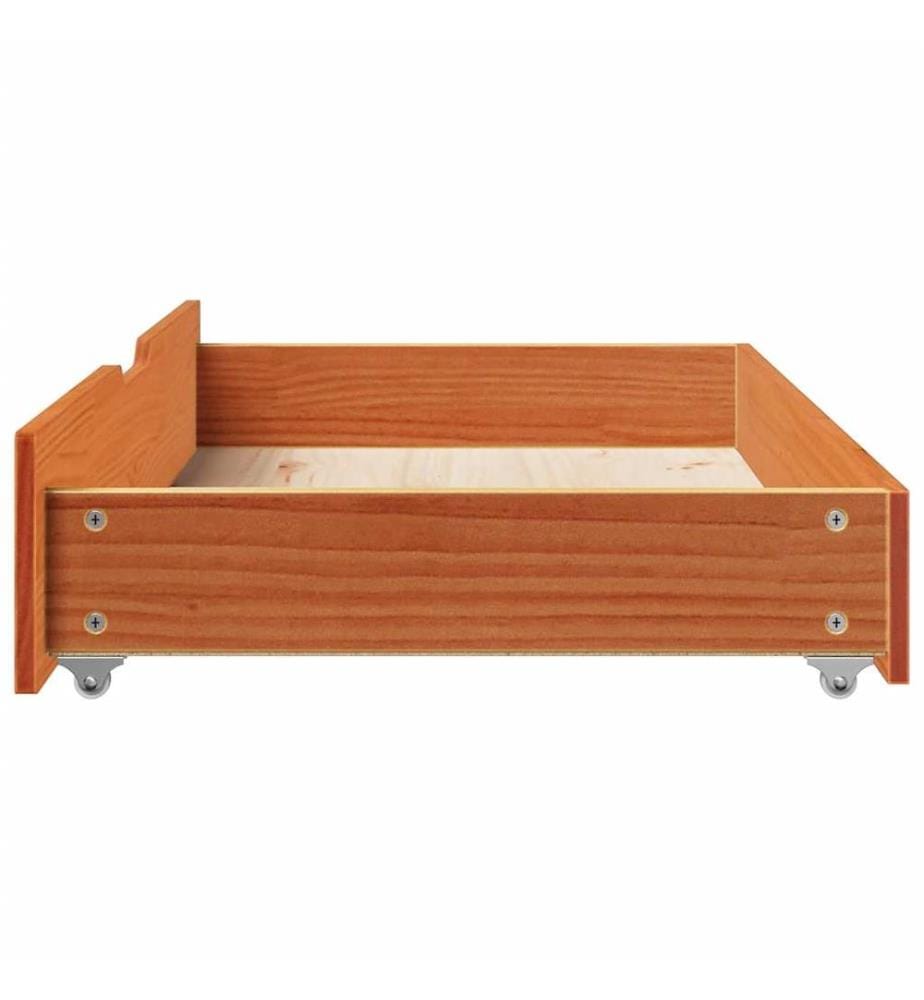 Tiroirs sous le lit 2 pcs brun cire 95x55x17 cm pin massif