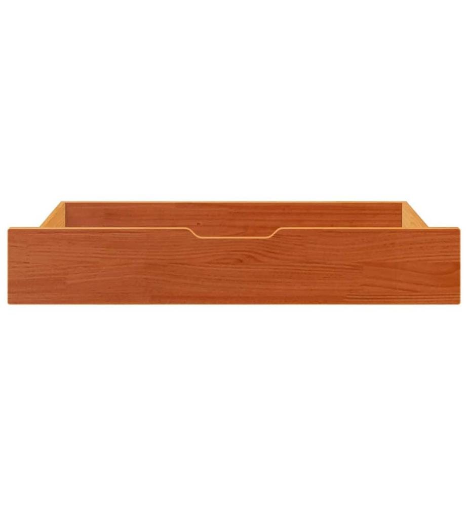 Tiroirs sous le lit 2 pcs brun cire 90x55x17 cm pin massif