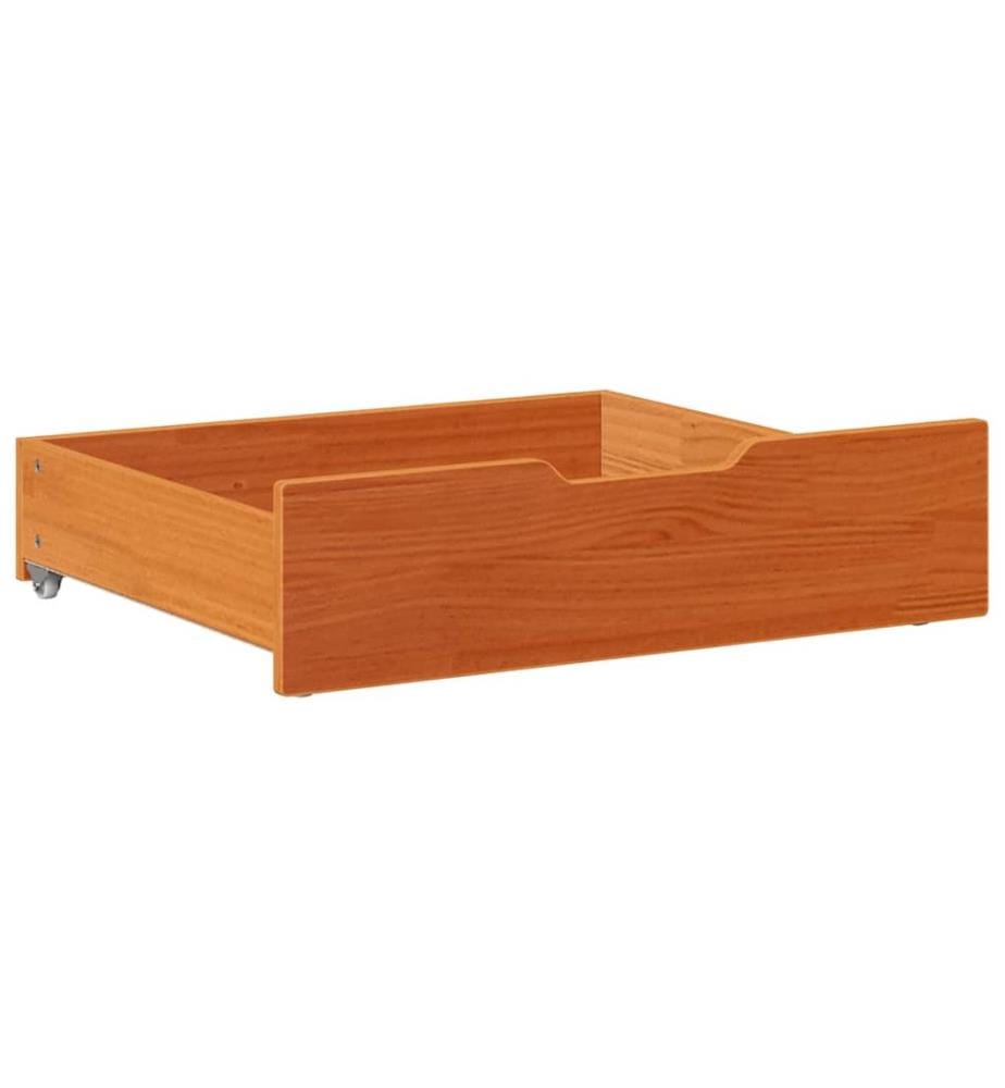 Tiroirs sous le lit 2 pcs brun cire 75x55x17 cm pin massif