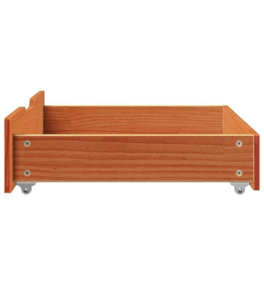 Tiroirs sous le lit 2 pcs brun cire 75x55x17 cm pin massif