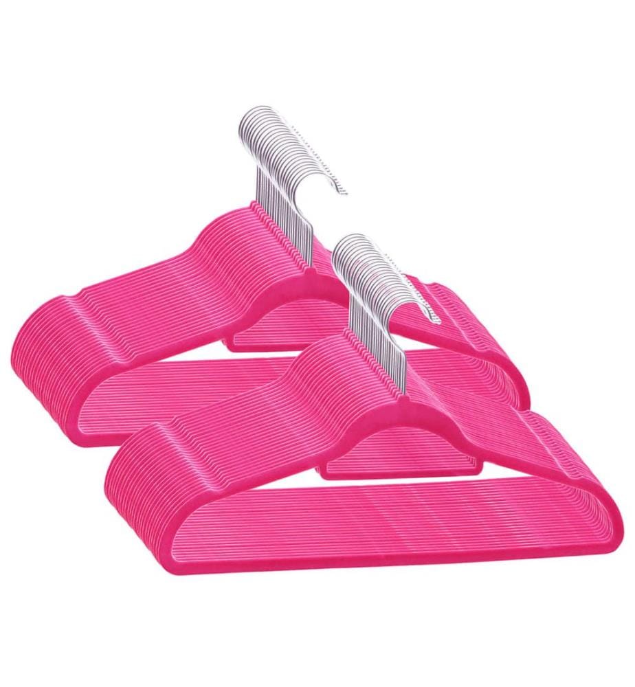 50 Stk. Kleiderbügel-Set Anti-Rutsch Rosa Samt